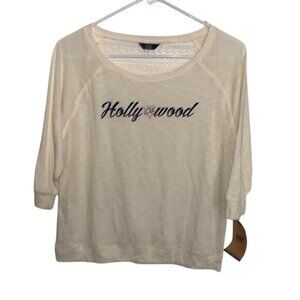 MV Sport Hollywood Ivory 3/4 Sleeve Womens Top Size M